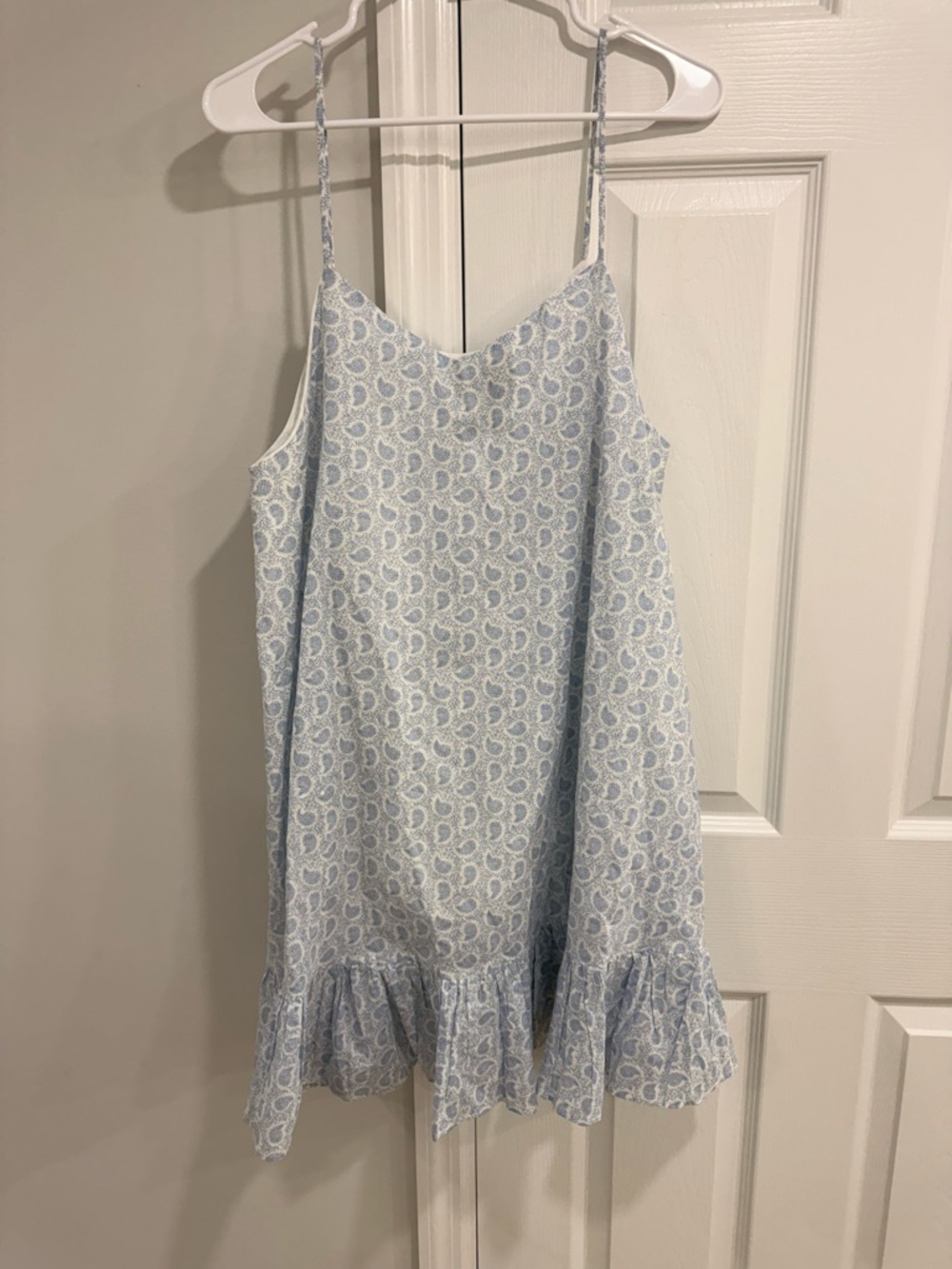 Aqua Summer Pale Blue Paisley Mini Slip Dress - Picture 4 of 7
